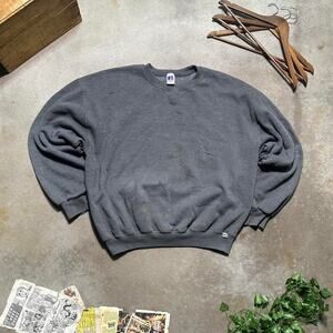 Vintage Y2K Russell Athletic Stained Grey Crewneck Mens 2XL Essential Sweatshirt